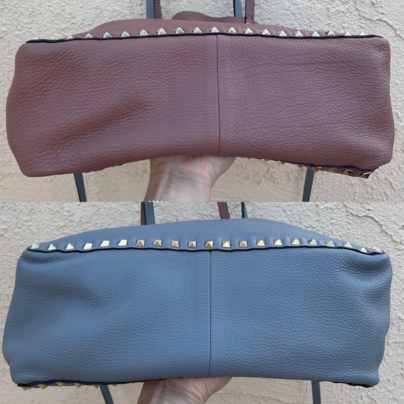 Valentino Rockstud reversible double-sided trapeze tote bag dusty rose and gray - Picture 13 of 17